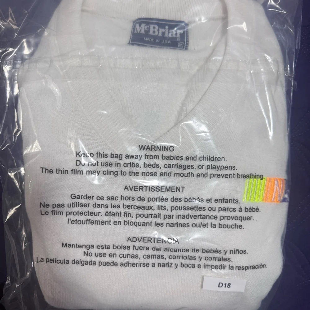 Vintage NASCAR McBriar V-Neck Sweater White USA Made Men’s M